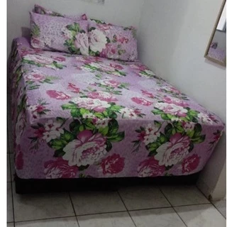 Colcha para cama box casal padrão estampada 03 peças no tecido micropercal fio 100 estampas sortidas