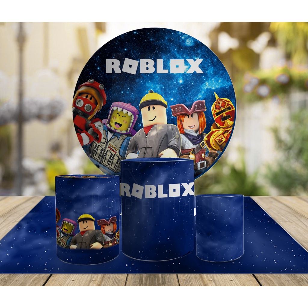 Kit Aniversário Painel Redondo + Display Roblox