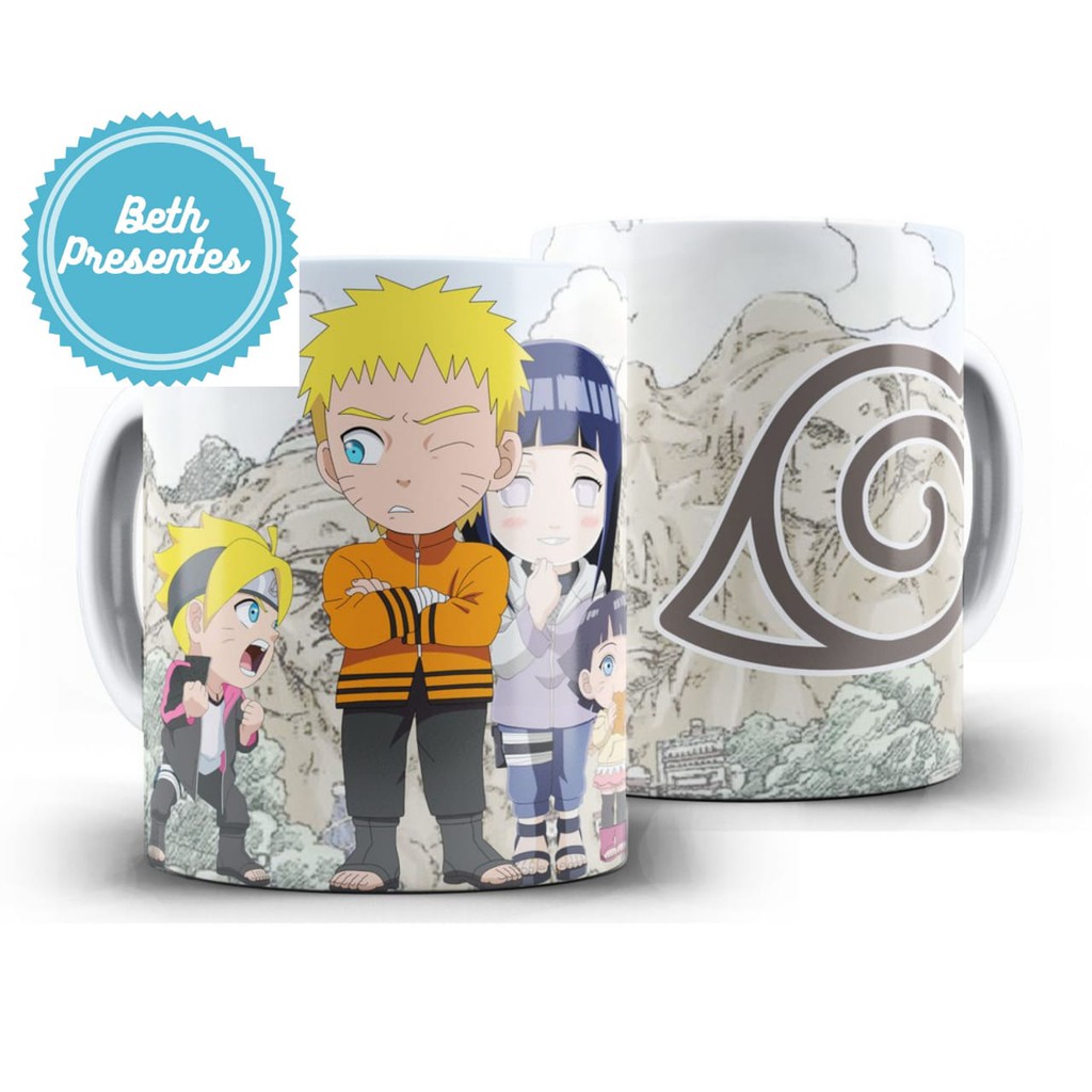 Caneca personalizada Naruto Chibi - Naruto, Hinata, Boruto e Himawari  Família