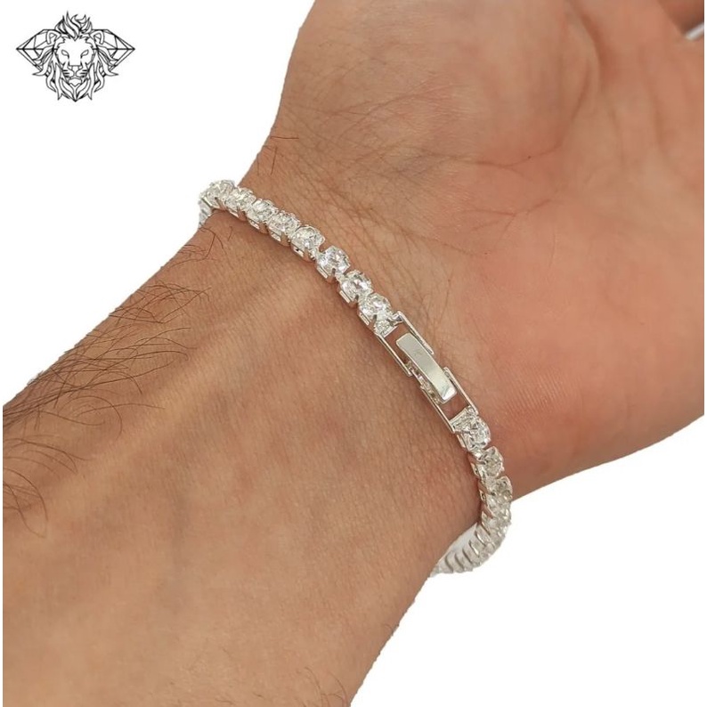 Pulseira riviera Cravejada Ice prata Brilhante