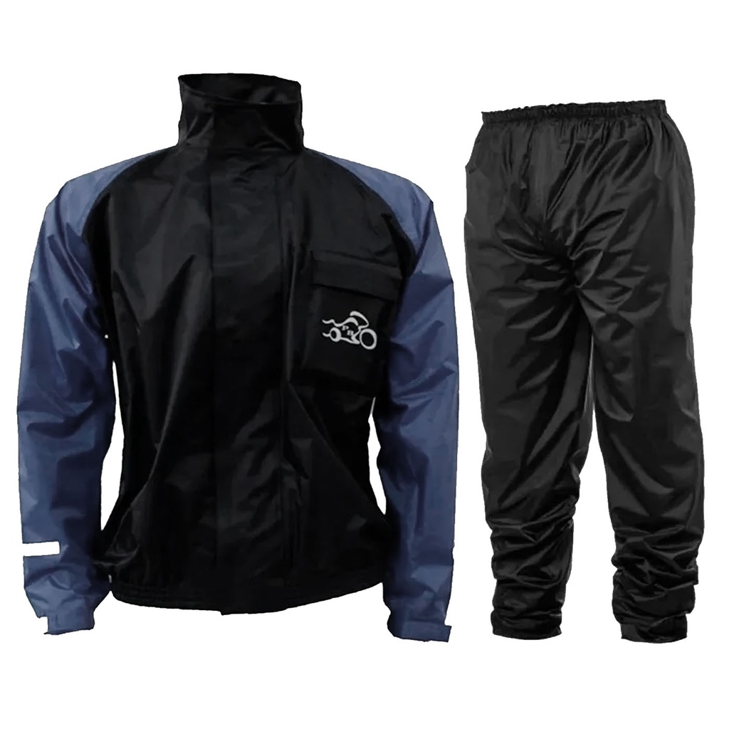 Capa Chuva Pb 100% Impermeável Preta Com Marinho P M G GG XG