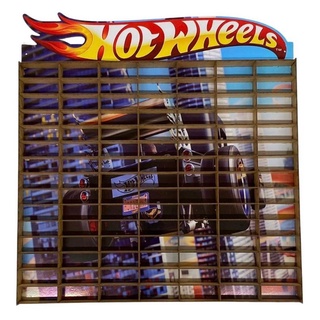 Porta Carrinhos em MDF para 105 Carros Adesivado com Hotwheels Grande