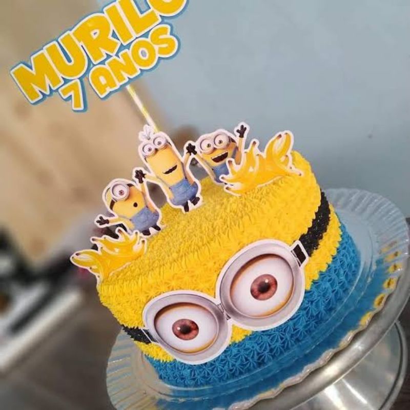 Topo de Bolo Minions Menina