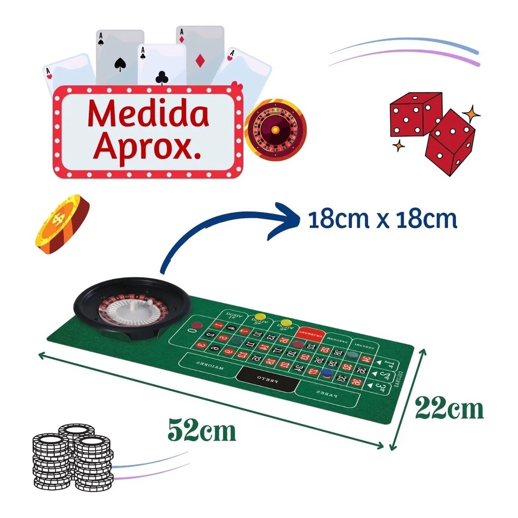 Jogo Infantil de Tabuleiro e Roleta - Cassino - Nig Brinquedos