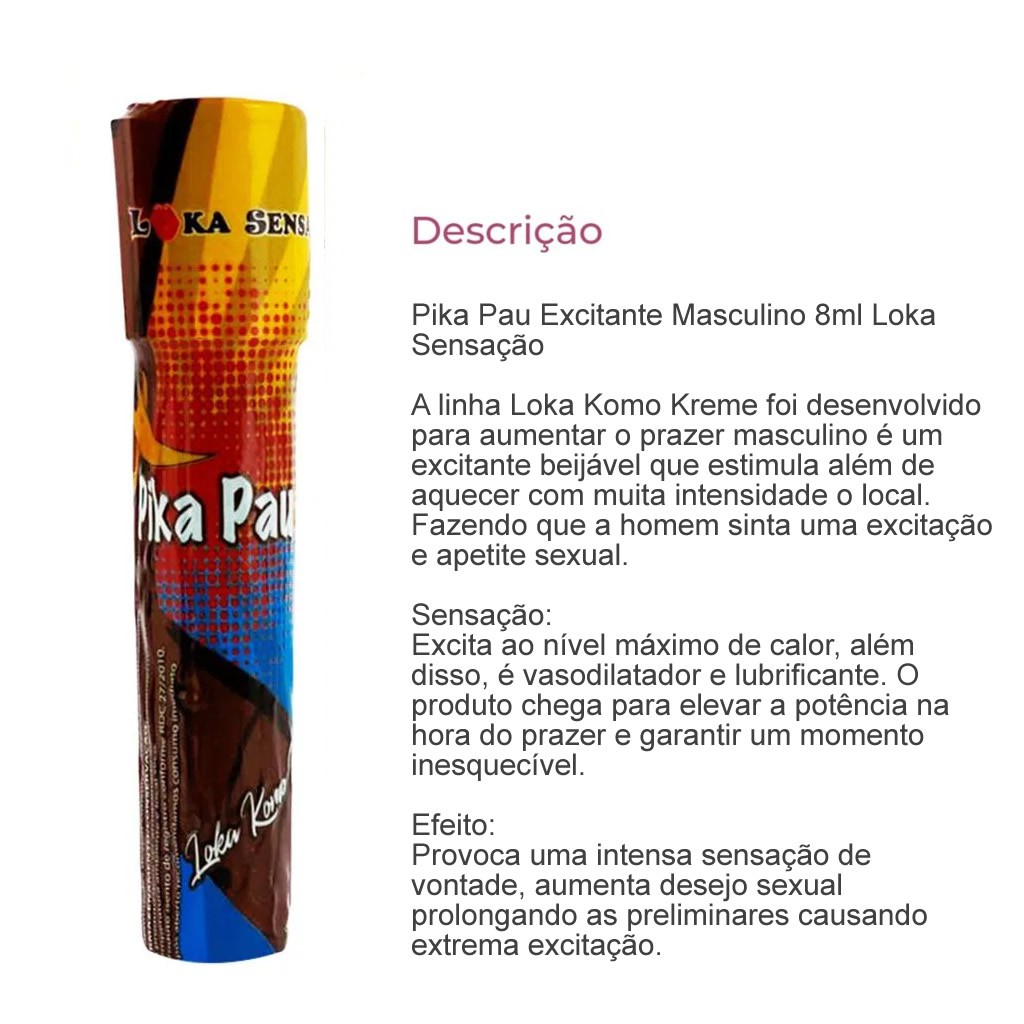 Gel Excitante Masculino PIKA PAU 8ml Loka Sensação Aumenta Desejo Sexual -  SEX SHOP