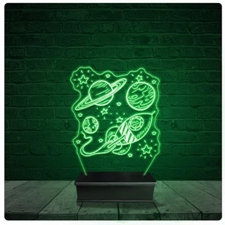 Luminária Abajur Acrílico Led - Astronauta Desenho 35