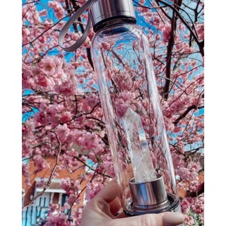 Garrafa De Água Garrafa De Vidro Místico  Com Cristal  Quartzo Energizante  550ml Com Alça