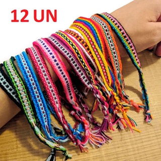 kit 12 Pulseiras Pano Reggae Jamaica Hippie Praia -- Cores Diversas