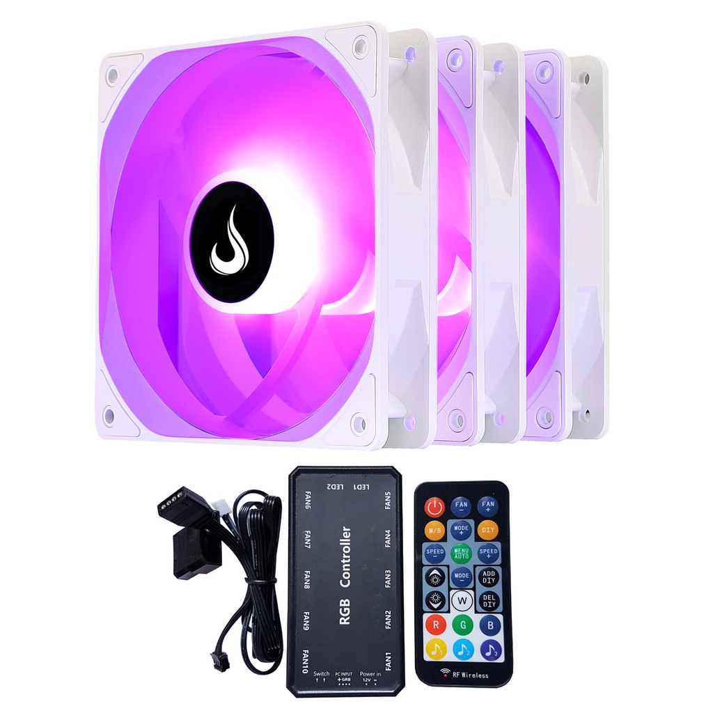 Kit 3 Cooler Fan RGB Branco Frost Rise Mode Com Controlador | Shopee Brasil
