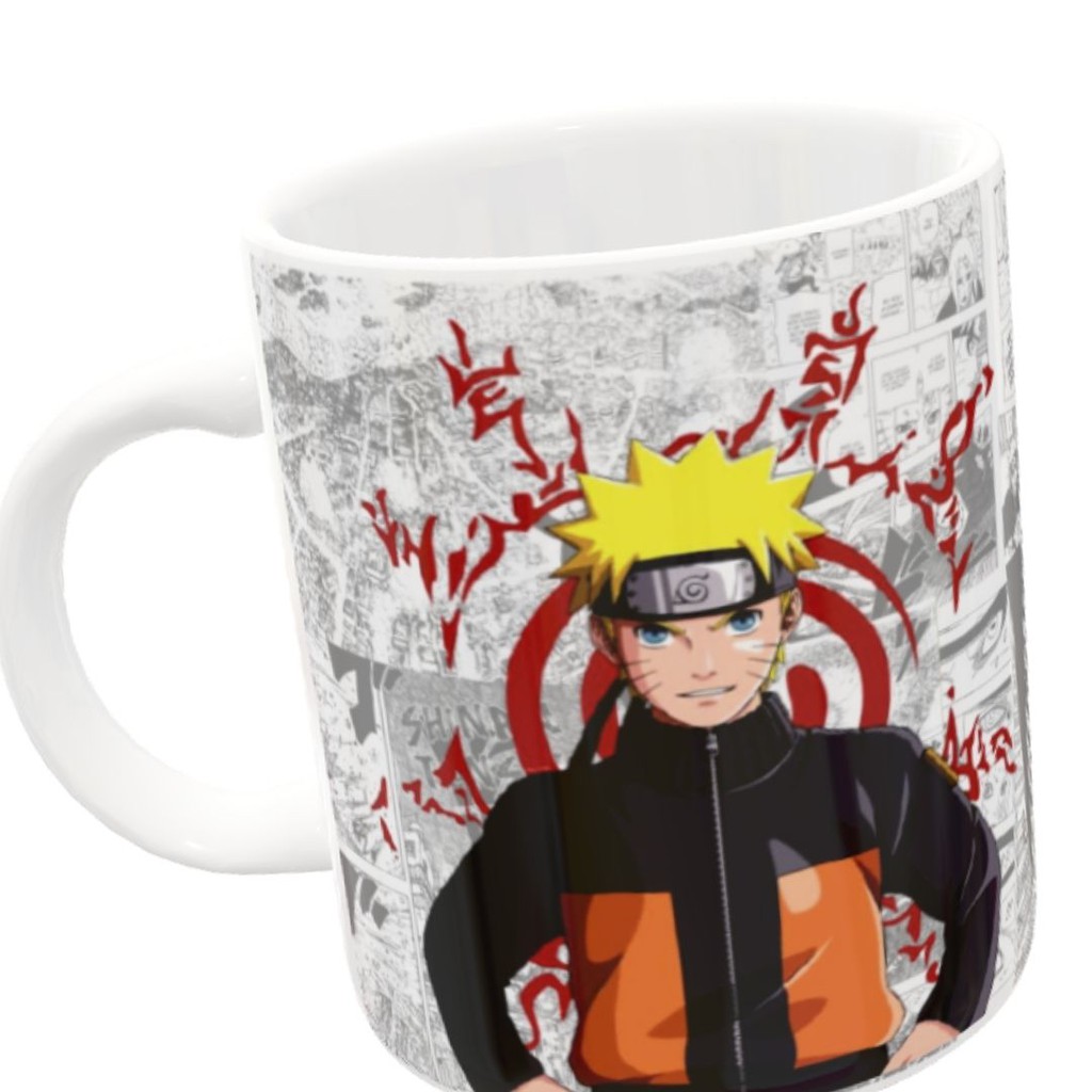 CANECA PORCELANA AKATSUKI NUVEM NARUTO SHIPPUDEN PRETA E VERMELHO 330M