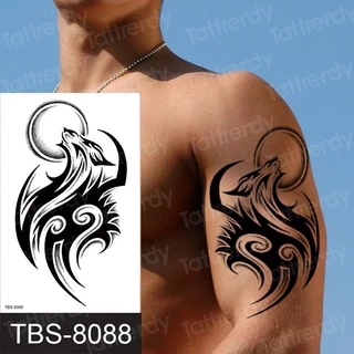 Tatuagens Temporárias Homens Mulheres Manga De Ombro De Braço tribal Lobo Coruja Escorpião Adesivo Masculino De henna Preta Decalque Moda De Rua