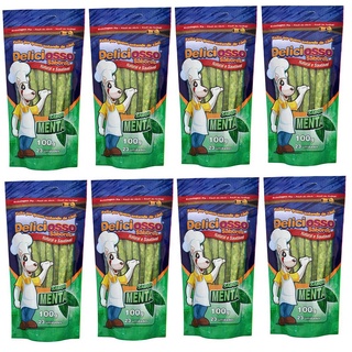 Combo Petisco Palitinho Ossinho Para Cães Deliciosso Palito Fino Menta - 8 Pacotes