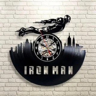 Homem de Ferro 01 - Relógio Disco De Vinil Decoração