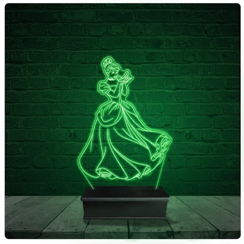 Luminária Abajur Acrílico Led - Princesa Cinderela disney 02