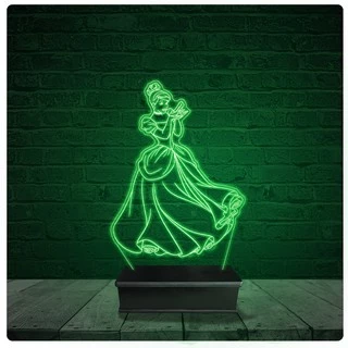 Luminária Abajur Acrílico Led - Princesa Cinderela disney 02