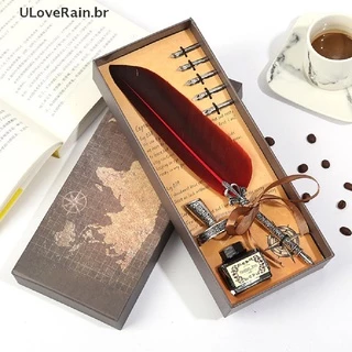 Ulovein 1 Conjunto Caneta Esferográfica Com Penas Vintage