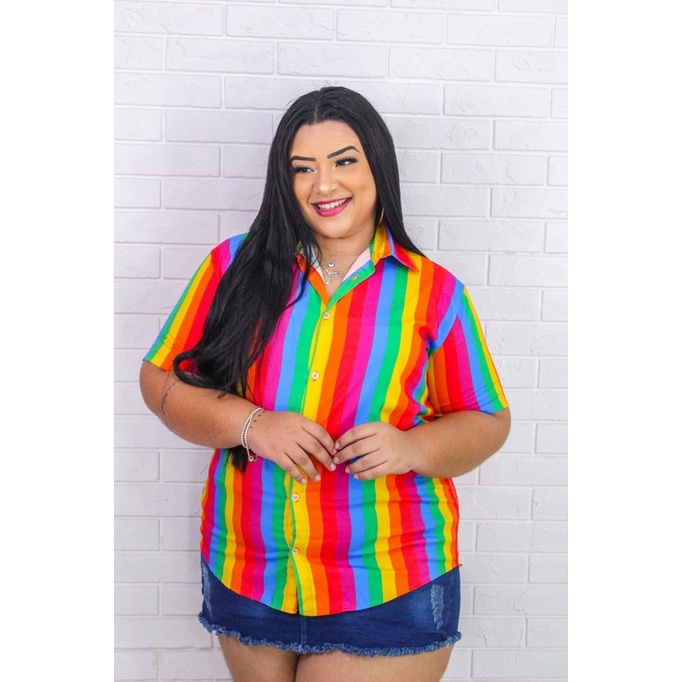 Camisa unissex listrada - Raibown - Arco Iris