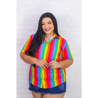 Camisa unissex listrada - Raibown - Arco Iris