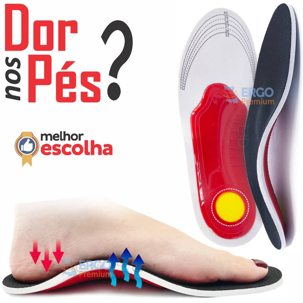 Palmilha Ortopédica com Suporte do Arco Plantar Para tratamento ...