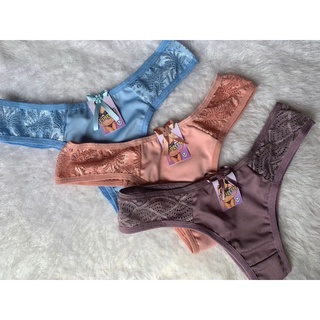 Kit com 3 Tanga de romantic com lateral de renda