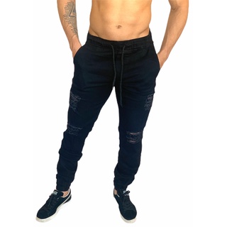 calça masculina Jeans jogger clara rasgada e lisa