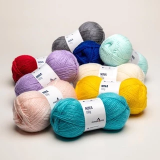 Fio/Lã Acrílico Pingouin Nina 100g TEX 375 (fio macio para todos os usos)