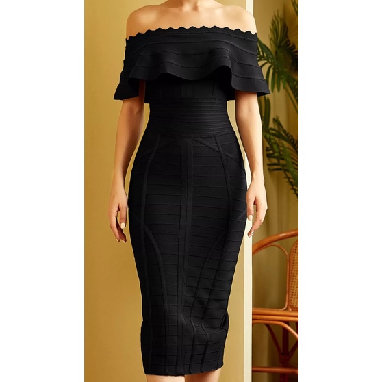 Vestido bandagem hot sale midi preto