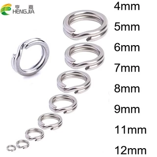 HENGJIA 50Pcs/Pack Anel Dividido De Pesca Aço Inoxidável Oval Duplo De Potência Anéis Sólidos Acessórios Para Gancho Giro De Engodo Snap Lure
