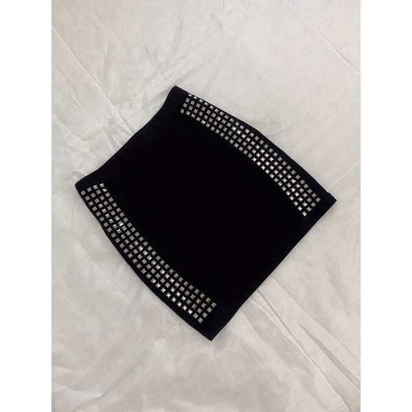 Saia justa preta com detalhes prata na lateral ClockHouse cea | Shopee ...