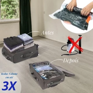 Saco Organizador a Vácuo para Mala de Viagem e Guarda Roupa Reutilizável - TOP
