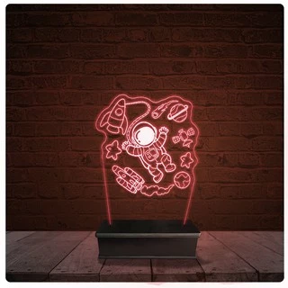 Abajur Luminária Acrílico Led - Astronauta Desenho 20