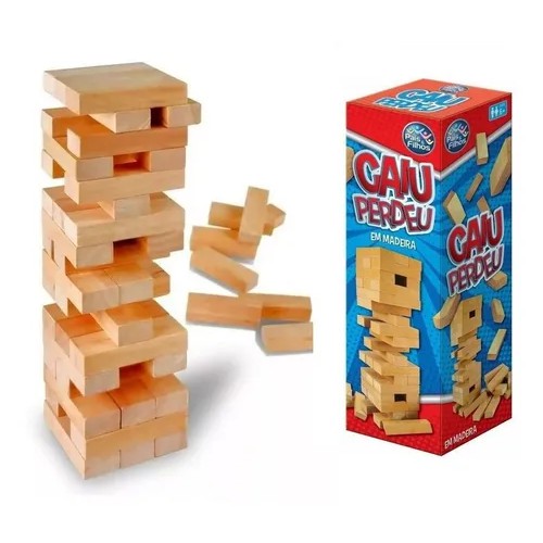 Jogo Caiu Perdeu Torre De Madeira Jenga 54 Pçs Pais & Filhos - Cca  Variedades