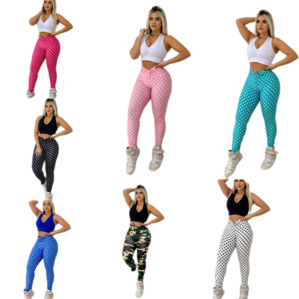 Viva Com Estilo Fit Roupa De Academia Moda Feminina Leg De Cordão Poa  Bolinhas Legging