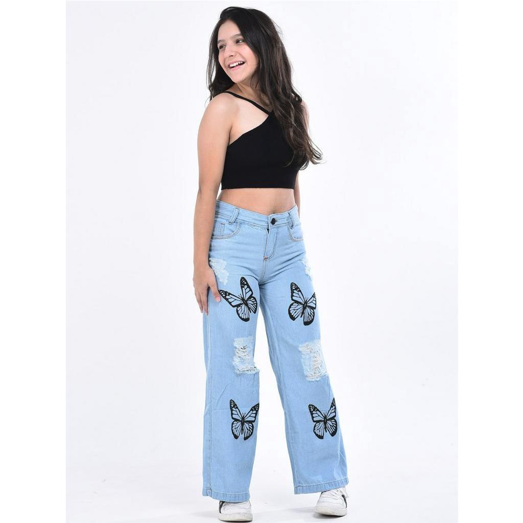 ROMWE Kawaii Jeans Desenhos animados e gráficos de letras