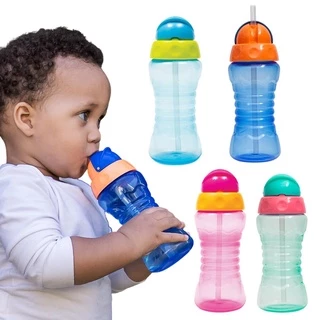 Garrafinha Infantil Canudo Silicone Retrátil Água Suco Escola Antivazamento Squeeze Garrafa Criança Buba