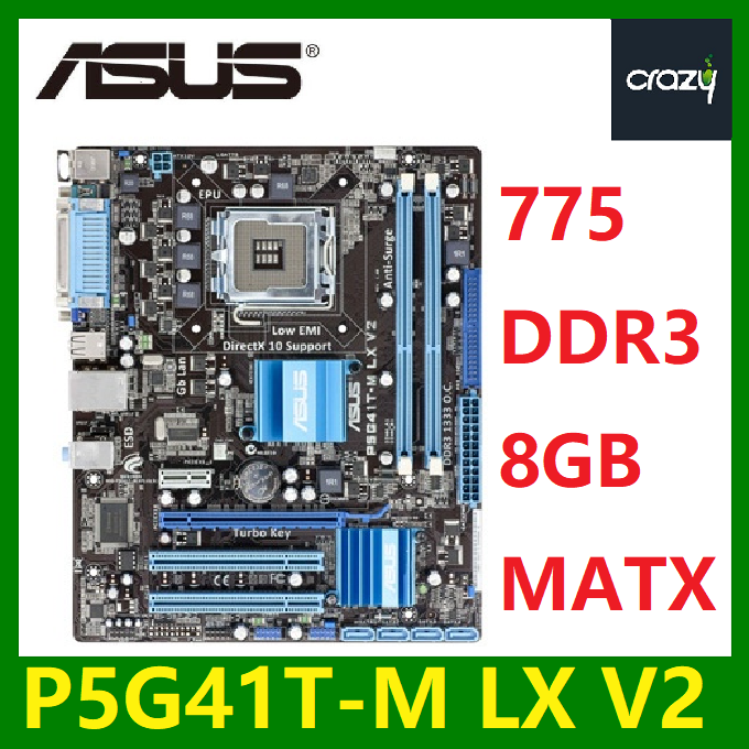 Asus P5G41T-M LX V2 Desktop Motherboard G41 Socket LGA 775 Q8200 DDR3 8G u ATX UEFI BIOS Original Used Mainboard On Sale