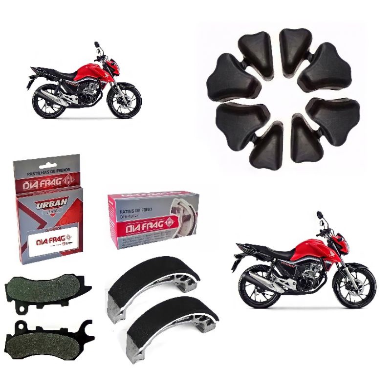 Kit Lona De Freio Traseira Pastilha Bucha Da Coroa Moto Honda Cg Titan