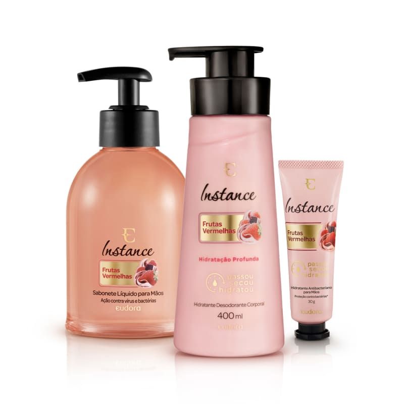 Kit para presentear Instance Frutas Vermelhas: Sabonete Líquido 250ml ...