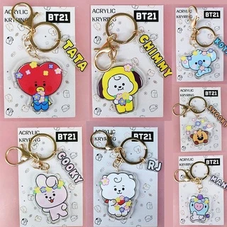 Chaveiro Com Pingente Flores De Acrílico Dupla Face Do BTS BT21/Acessórios/Presente/CHIMMY/COOKY/KOYA/MANG RJ SHOOKY TATA