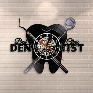 Odontologia Dentista dente - Relógio Disco De Vinil Decoração