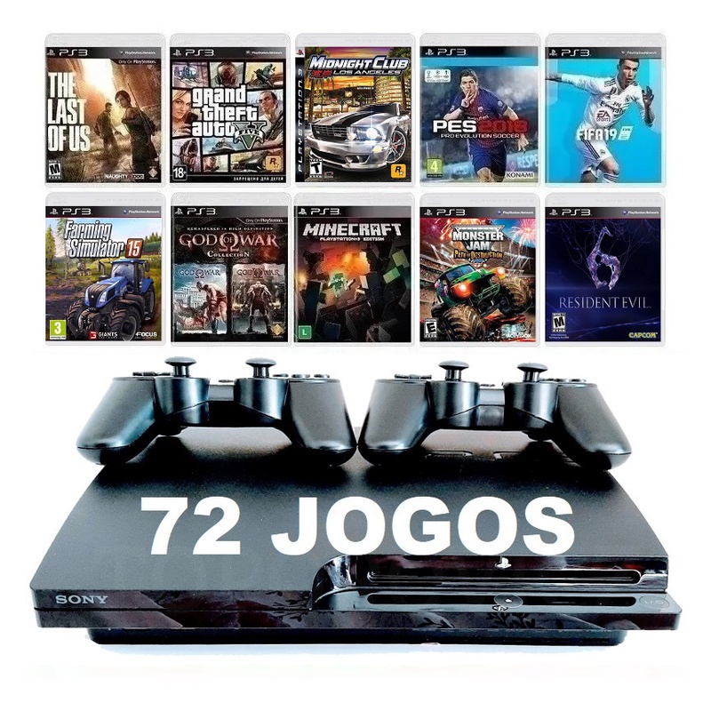 Playstation 3 Ps3 Super Slim + 45 Jogos + Fifa 19 + Gta5