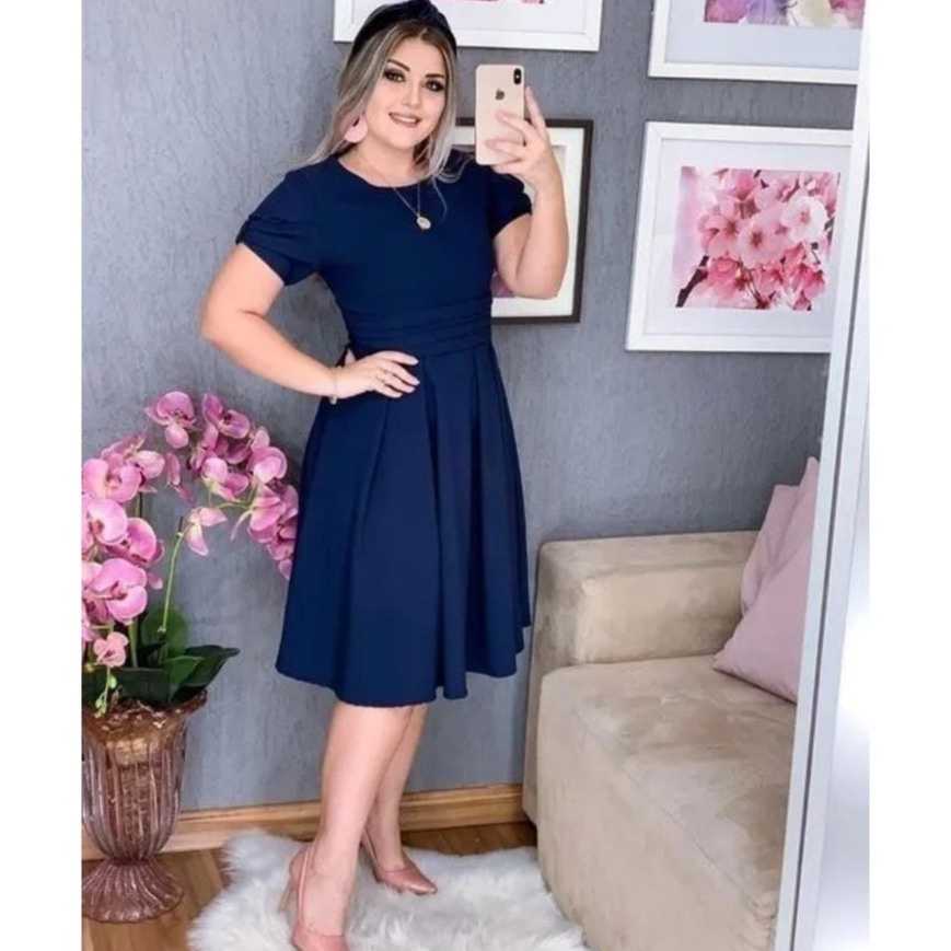 Vestido azul marinho com hot sale branco