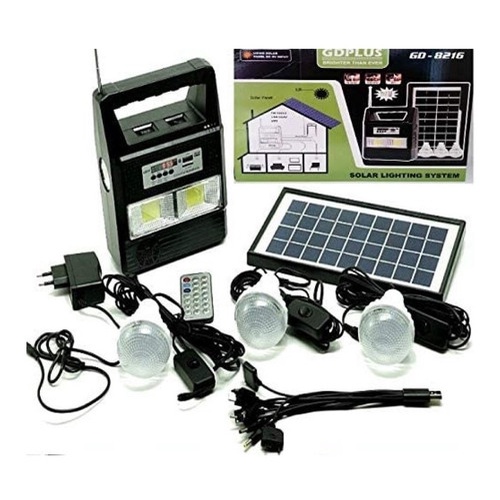 Kit Sistema De Iluminacao Solar Gd Plus Gd-8216