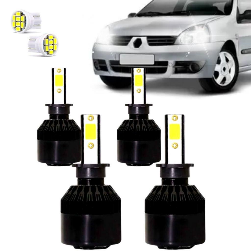 Kit Super Led Clio 2003 2004 2005 2006 2007 2008 2009 2010 2011 2012 Farol Foco Duplo H7 H1 6000k 