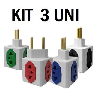 KIT 3 Adaptador p/ Tomada 10/20A Cubo 4 em 1 [ Novo Te Benjamin ]