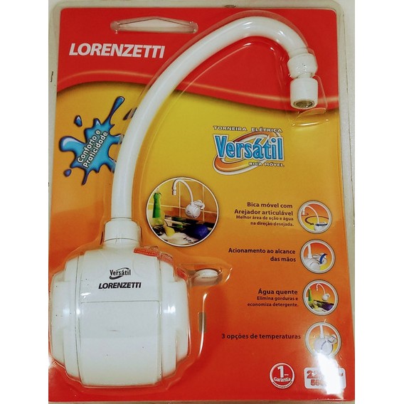 Torneira Elétrica Versátil Lorenzetti de Parede 220V 5500W - Cromado com  Branco