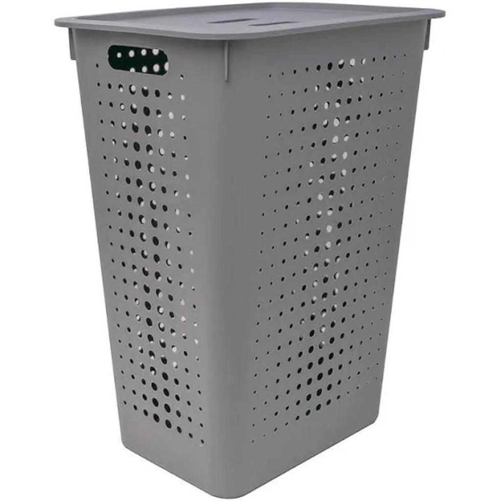 Cesto De Roupa Com Tampa 55 x 41cm Cinza - Martiplast | Shopee Brasil