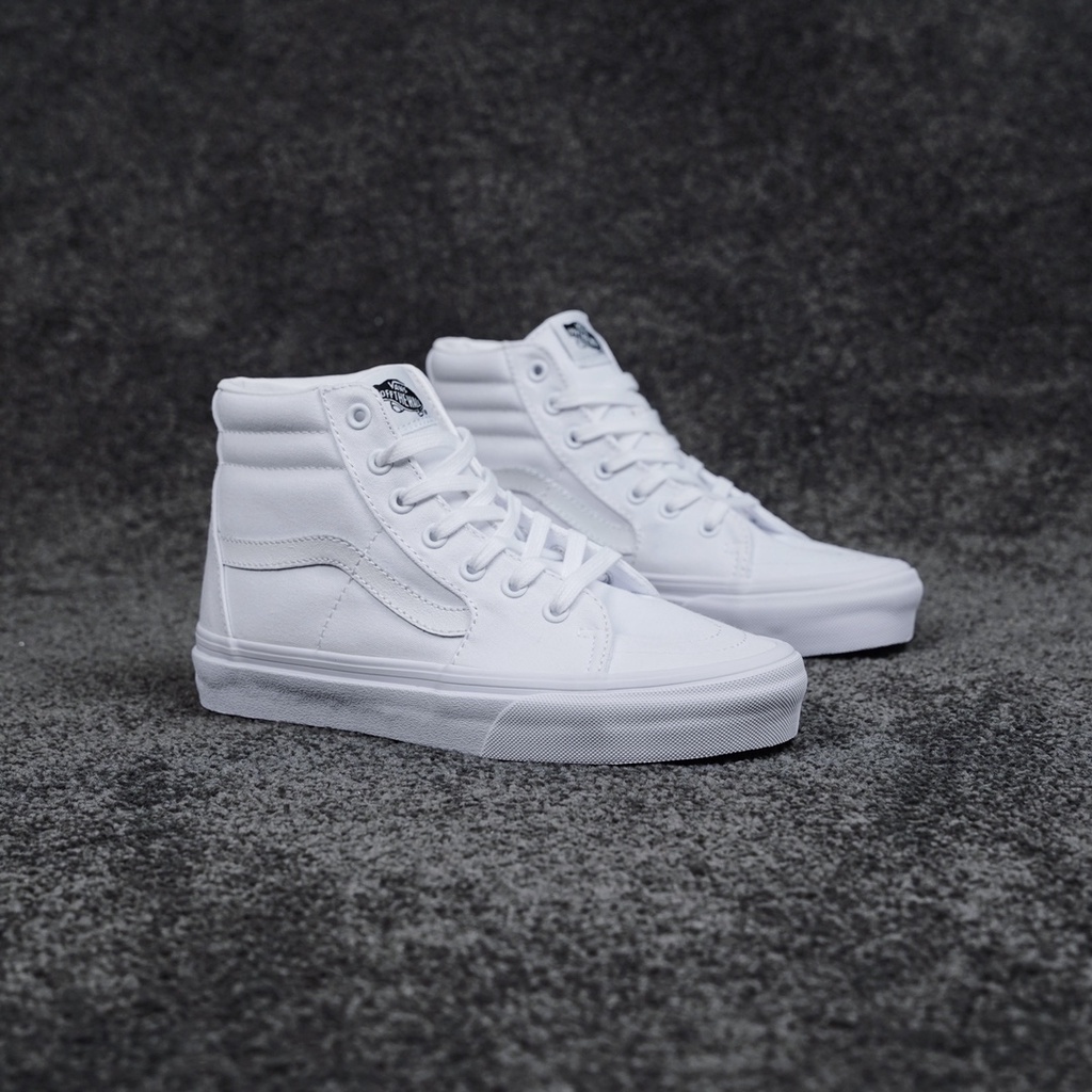 Vans Sk8Hi Verdadeiro Couro Branco Puro Vulcanizado De Alta Qualidade