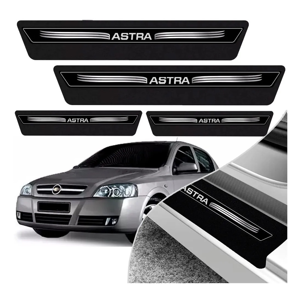 Kit 8 Peças Soleira Adesivo Porta Gm Astra 99 2000 2001 a 2011 - Preto ...