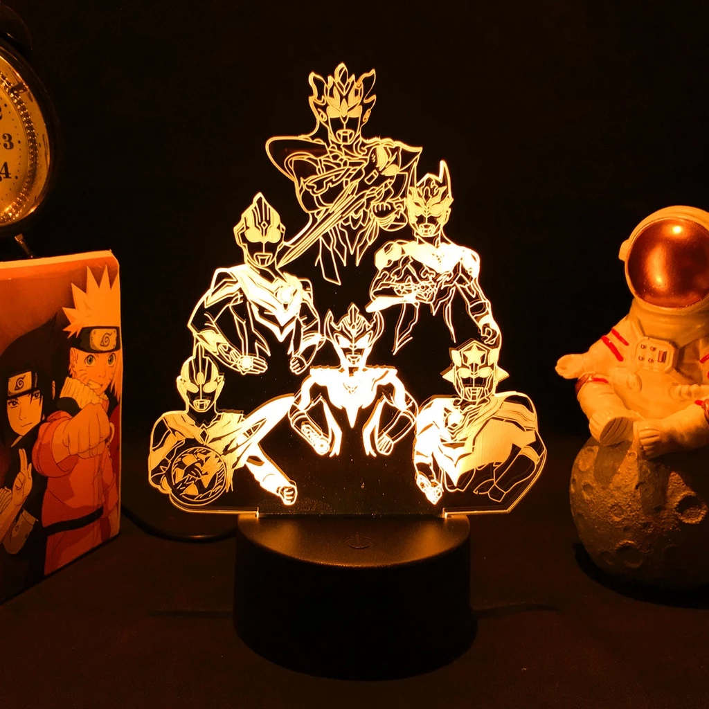 Luz Noturna Ultraman Anime Manga 3D Para Decoração De Quarto De Aniversário Fofo Lâmpada LED Colorida Kid Lovely Present